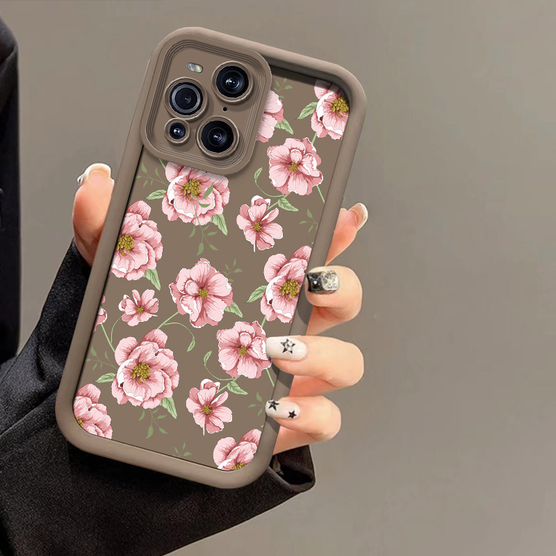Oppo Find X8 - غطاء هاتف سيليكون بتصميم زهور لهواتف